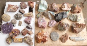 Thirty-five large mineral samples including amethyst, gypsum etc