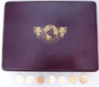 'Magnificent Seven' cased set of gold coins comprising 1/10 Panda, 1/10 Kangaroo, 1/10 Mexican