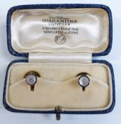 18ct & 9ct gold studs set with mother of pearl in The Northern Goldsmiths Company box