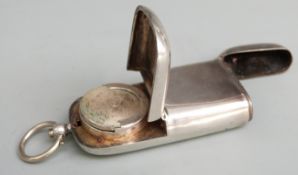 Victorian hallmarked silver combined vesta case and sovereign holder, Birmingham 1891 maker Colen