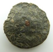 William and Mary 1690 tin halfpenny with copper plug, fine with some damage