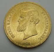 1856 gold Brazilian Petrus II coin