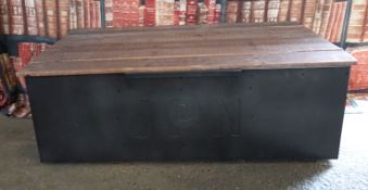 Industrial/haberdashery/shopfitting ammunition box style twin handled metal trunk with hinged