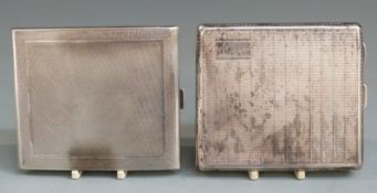 Two Art Deco hallmarked silver cigarette cases with engine turned decoration, Birmingham 1928 and
