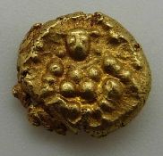 Bombay Pie Indian 'nugget gold coin 1.6g, 8.5mm diameter. seated figure obverse