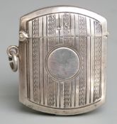 Edward VII hallmarked silver vesta case with curved ends, Birmingham 1909 maker William Henry