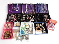 A collection of costume jewellery including pearl necklaces, designer necklaces, watches, bracelets,