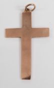 A 9ct rose gold cross, 3.3g, 4cm long