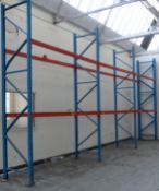 Three bays of heavy duty pallet racking comprising four 360x90cm uprights and twelve 280cm cross