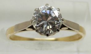 An 18ct gold ring set with a 1.5ct round brilliant cut diamond, 3.1g size Q