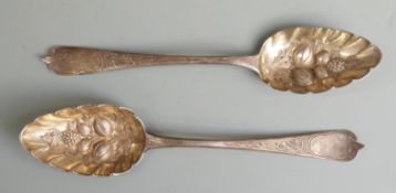 Pair of Georgian hallmarked silver berry spoons, London 1808, maker's mark indistinct, length 22cm