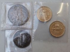 1892 silver crown,1887 florin and two £2 coins