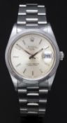 Rolex Oyster Perpetual Date automatic gentleman's wristwatch ref. 15200 with date aperture, silver