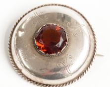 Scottish white metal brooch set with a citrine