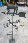 A metal weather vane with horse finial, H100cm
