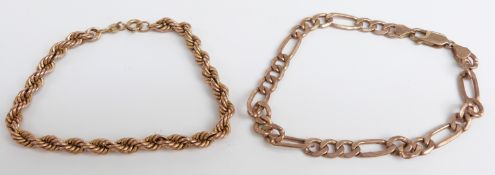 Two 9ct gold bracelets, one rope twist, 8.3g