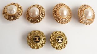 Three pairs of Chanel earrings