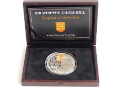 Sir Winston Churchill Jersey silver 5oz proof £10 coin, cased with certificate