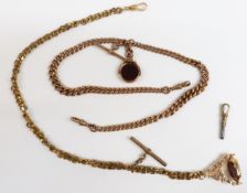 Two gold plated fobs/ alberts