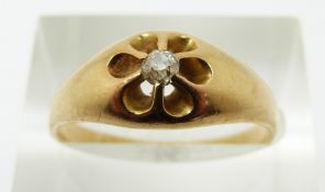 An 18ct gold ring set with an old cut diamond, 4.7g, size P
