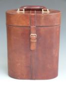 Leather two-bottle wine or champagne carrier, height 37cm