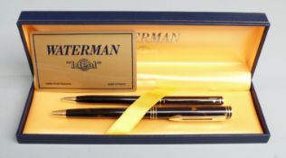 Waterman Ideal ballpoint pen with tortoiseshell barrel and cap and gold plated fittings in