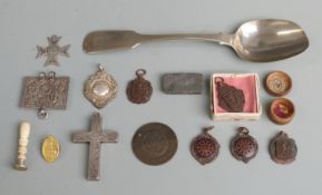 Quantity of collectables including silver and white metal, bronze medals, likely Middle Eastern