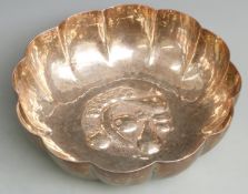 Modern hallmarked silver fruit bowl of lobed design, London 1982 maker Edward C Cole, with 24cm,