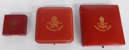 Five various Coronation medals including Queen Victoria and a 1902 cased silver example