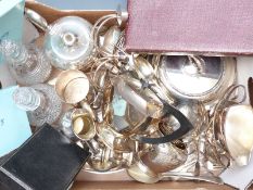 Quantity of silver plate to include Walker and Hall, boxed Joseph Rodgers knives, Danish