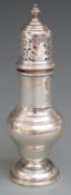 George V hallmarked silver sugar caster of baluster form, Chester 1929 maker S Blanckensee & Son