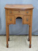 Late 19th/early 20thC inlaid satinwood bow fronted lowboy of small proportions, W50 x D37 x H78cm