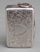 Victorian hallmarked silver vinagrette with hinged lid and pierced inner cover with gilt interior,