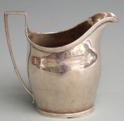 Georgian hallmarked silver cream jug with reeded rim, handle and footrim, London 1800 maker Thomas