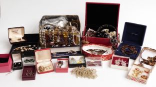 Collection of costume jewellery including two Victorian brooches, Monet earrings, silver earrings,
