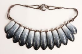 Max Chayat modernist necklace with hanging enamel on copper petals