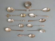 Quantity of hallmarked silver cutlery including a Victorian silver gilt spoon with cross finial,