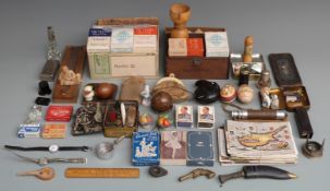 Large group of collectables including German treen cased scent bottle, watches, vintage gramophone