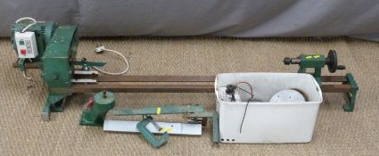 An electric woodworking lathe and accessories