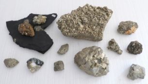 A collection of various pyrite samples.