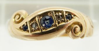 Victorian 18ct gold ring set with sapphires and diamonds, 2.7g, size O