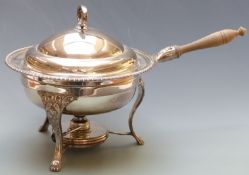 Silver plated food warmer with spirit burner, height 28cm