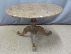 Circular pine table, H75 x D122cm