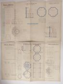 Tower Bridge, London, two Victorian architect's or civil engineering drawings depicting the
