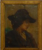 Attributed to Fred Marriott (1860-1941) oil on canvas portrait of a boy with added section of canvas