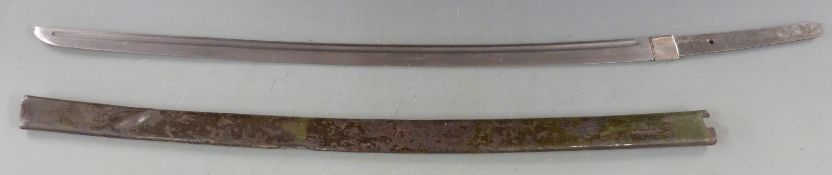 Japanese katana blade in green saya, blade length 68.5cm