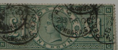 GB 1887 SG212, £1 green, used
