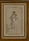 Six Parisian fashion or costume prints, largest 26 x 19cm together with an oval print