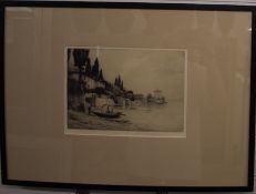 Percival Gaskell pair of signed etchings of Italian lakes, one Como the other Garda, each 19 x 26cm,