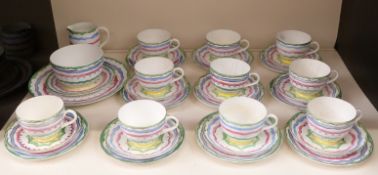 Art Deco/ retro Foley teaware signed by Ernest Proctor, decorated in wavy concentric circles with